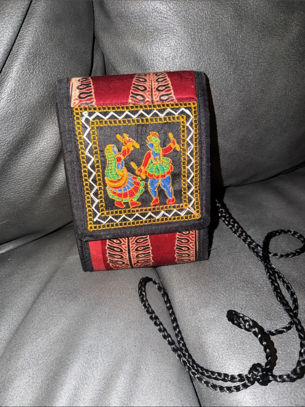 Rare handmade Embroidered Red Boho Crossbody Bag